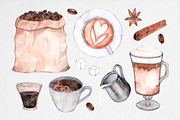 Watercolor Coffee Clipart, an Illustration by MilanaDesignShop (Thumbnail 2 of 4)