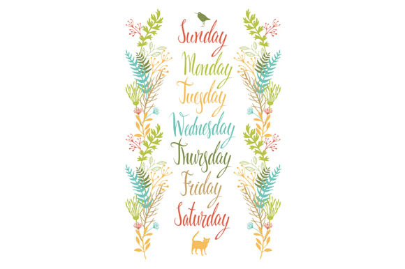 Calligraphy Days of the week with fl preview 6