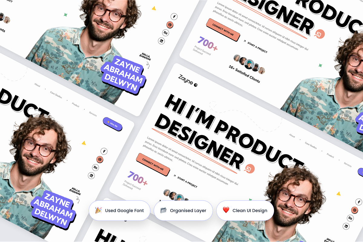 Designer Portfolio Hero Section, an UI Kit Template by Annora Studio (Photo 3 of 4)