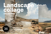 Landscape collages. 36 images, a Decorative Illustration by Handmadefont (Thumbnail 1 of 10)