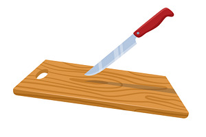 Cutting board with kitchen knife, a Food Illustration by Vectorbuum