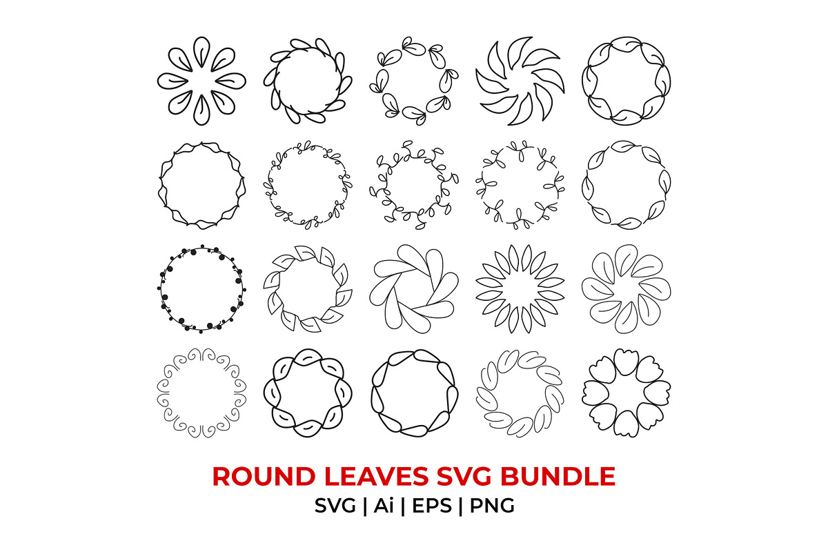 Hand Drawn Round Leaves SVGs, a Decorative Illustration by M9 Design (Photo 1 of 10)