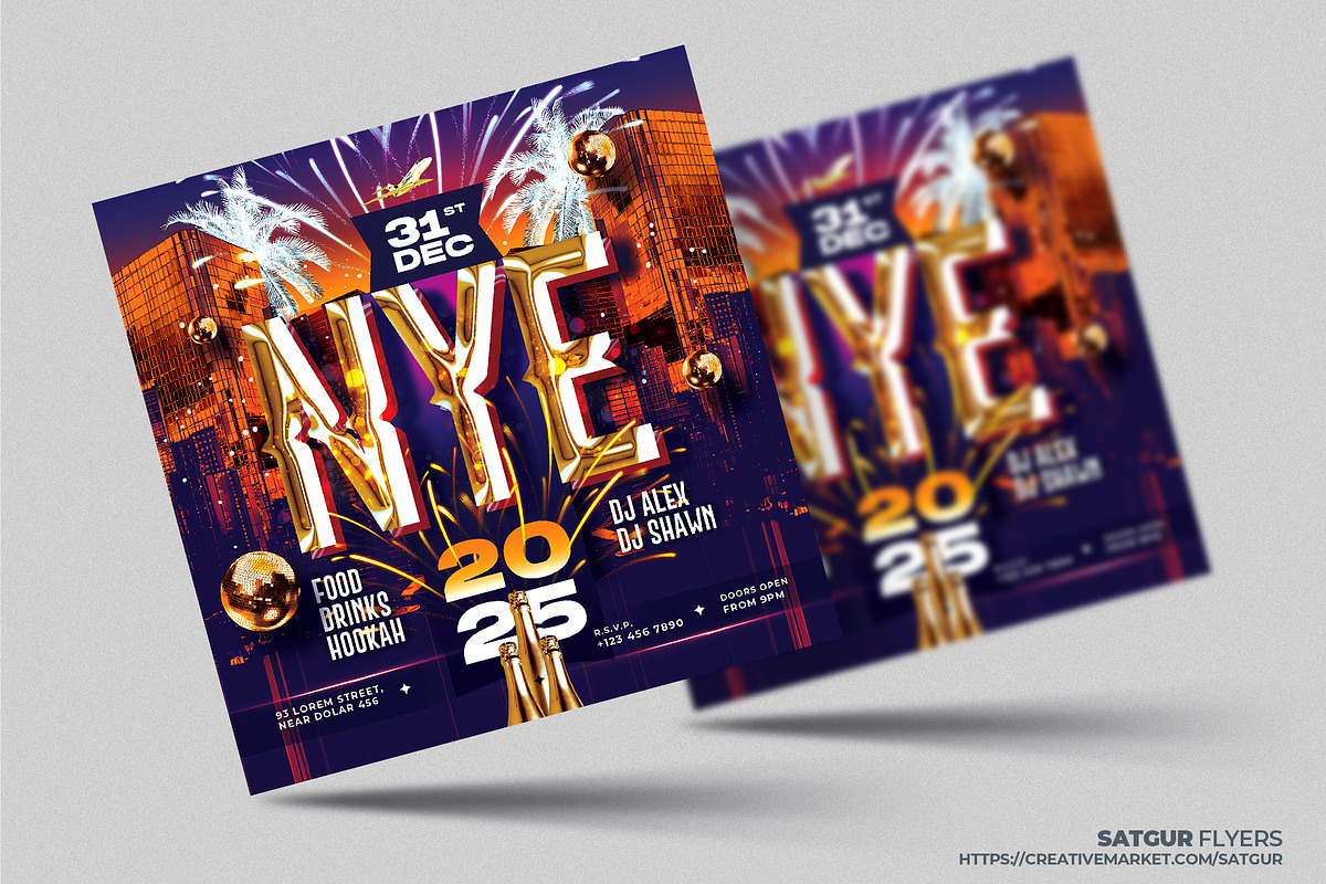 New Year Party Flyer Template, a Flyer Template by Satgur Graphic Design (Photo 2 of 4)