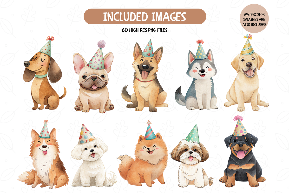 Paw Party Clipart, Dog Birthday, an Illustration by TatiMockup (Photo 3 of 7)