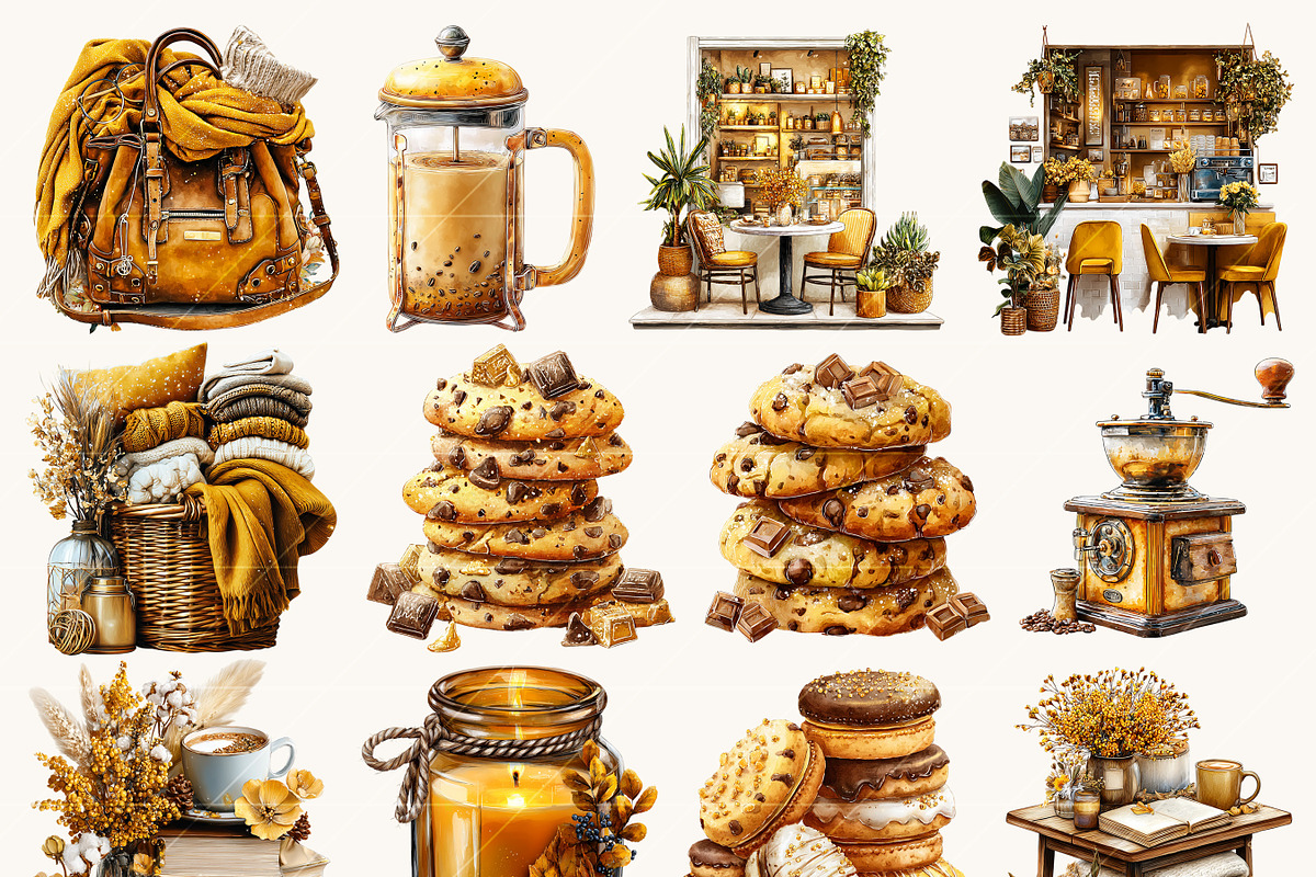 Watercolor Coffee Clipart Bundle, an Object Illustration by BusyDaydesign (Photo 6 of 9)