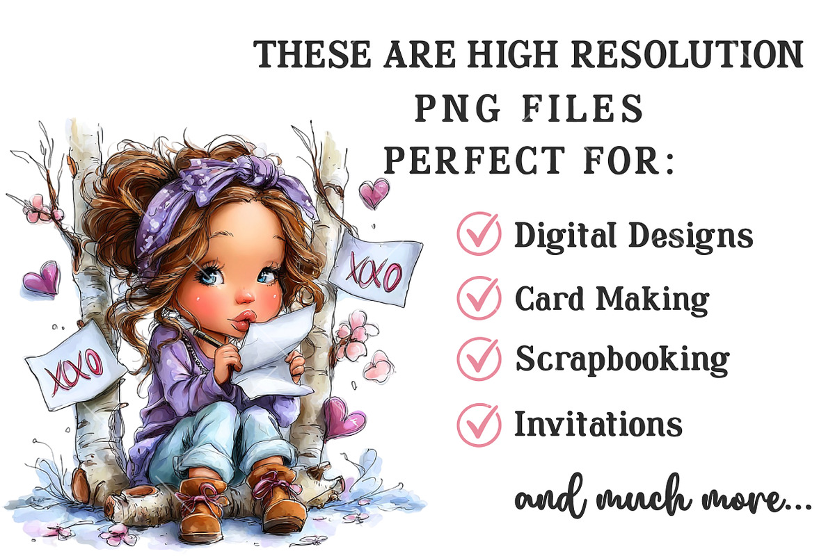 Valentines Little Girl Clipart, an Illustration by OK Design (Photo 5 of 6)