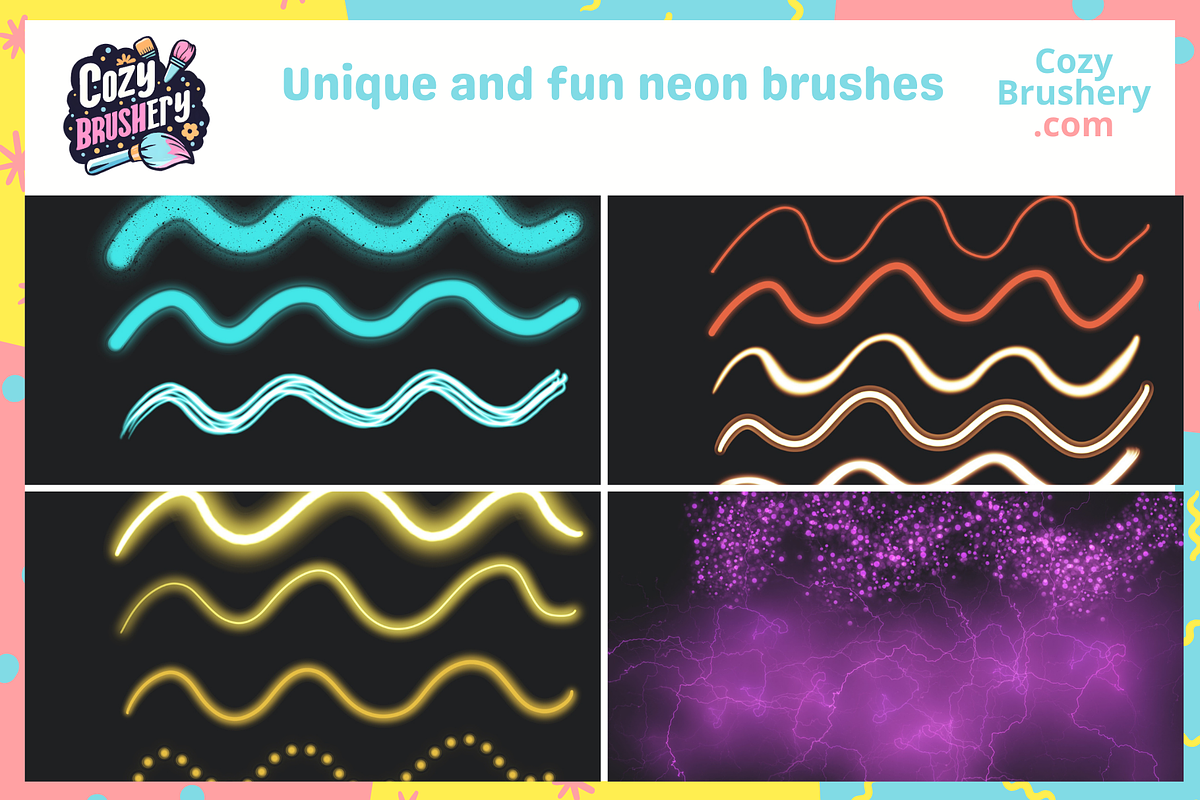 Procreate Neon Glowing Brushes, a Brush Add-On by Cozy Brushery (Photo 2 of 4)