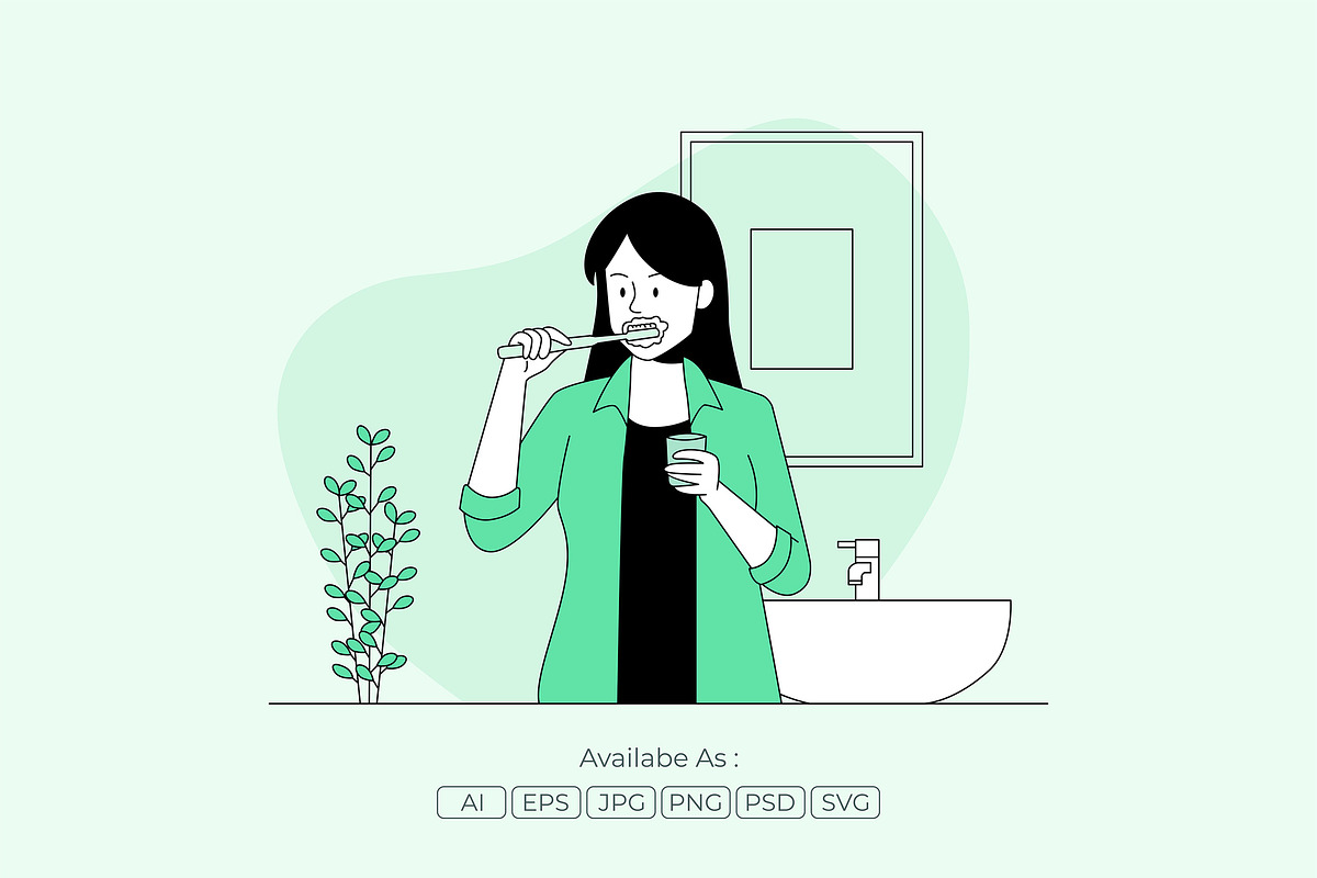 Young Woman Dental Hygiene Care, a Person Illustration by Partikusi Design (Photo 2 of 3)