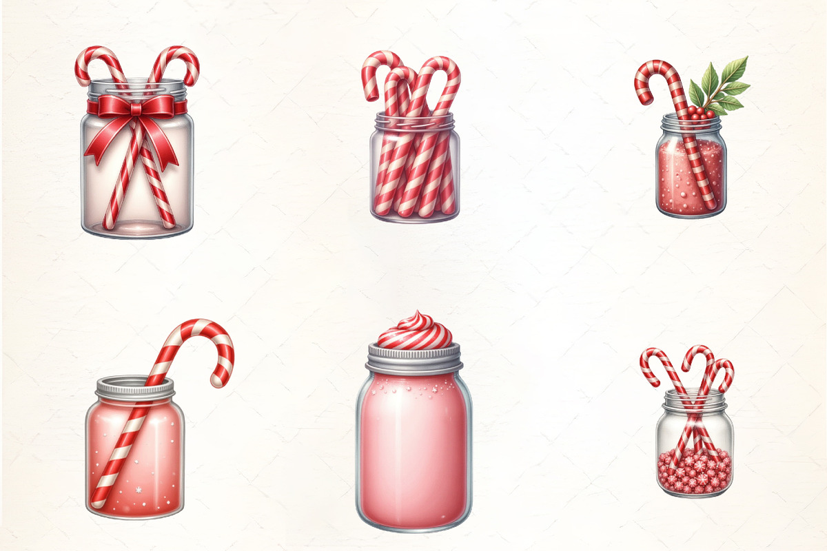 Festive Candy Cane Jar Clipar, an Illustration by CrexoraLab (Photo 3 of 5)