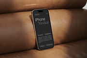 iPhone on Brown Chair Mockup PSD, an iPhone Mockup by Feel This (Thumbnail 2 of 2)
