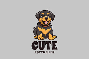 Cute Rottweiler Cartoon Logo, a Branding & Logo Template by Gumrega Studio