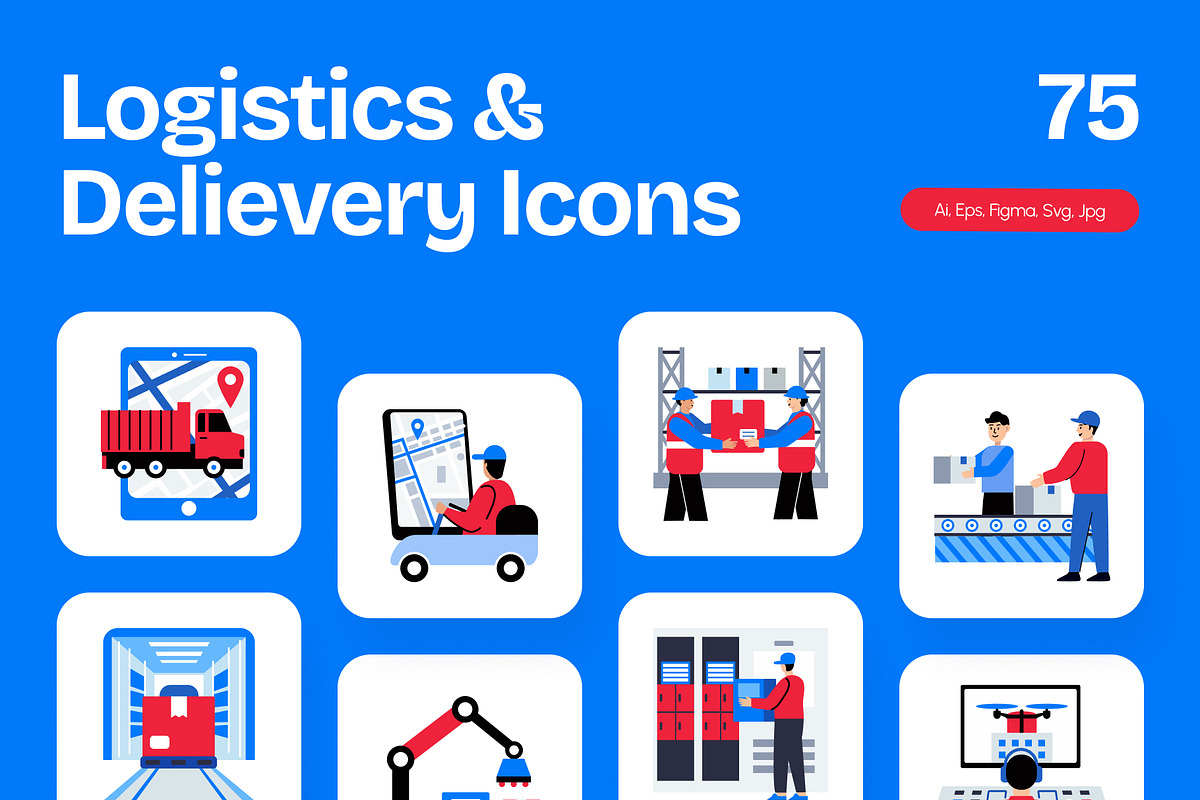 Logistics and Delivery Icon Set, an Emoji Icon by Creative Stall (Photo 1 of 8)