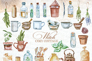 Authentic Cozy Witch Cottage Clipart, a Seasonal Illustration by ArtCreationsDesign (Thumbnail 4 of 23)