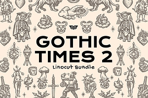 Gothic Times 2 Linocut Bundle