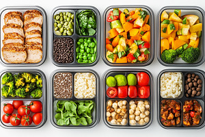 Variety of colorful meal containers, a Food & Drink Photo by MistyDay