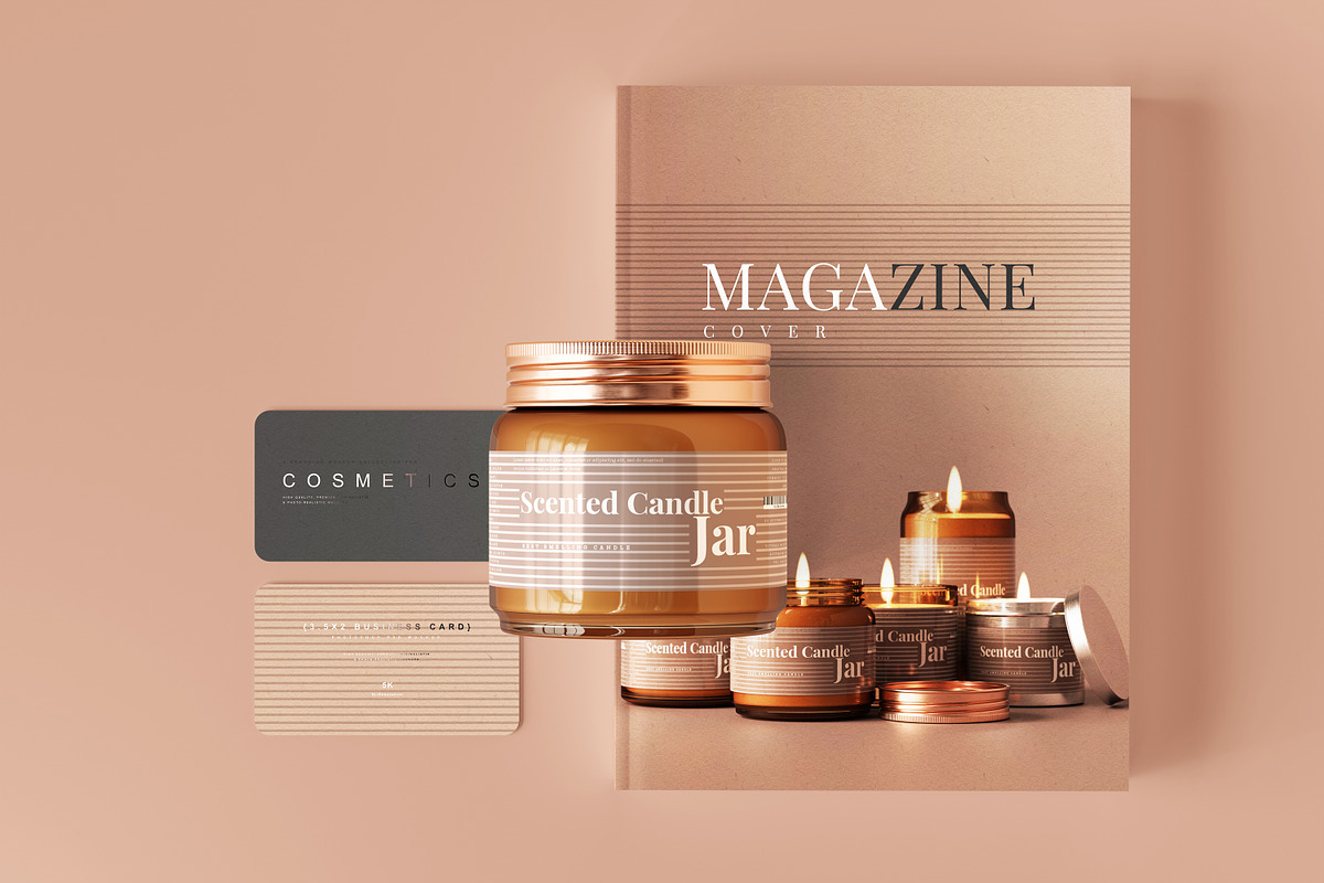 Amber Glass Candle Jar Mockups, a Packaging Mockup by pmvch (Photo 26 of 26)