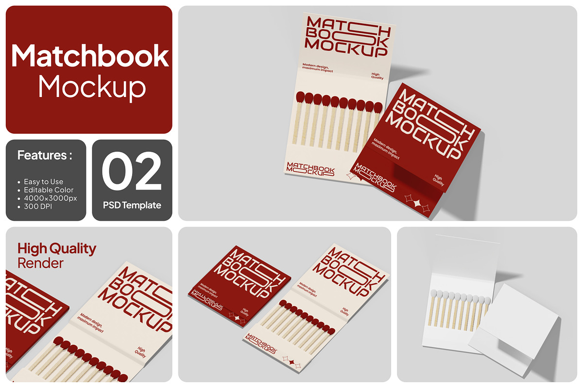 Matchbook Mockup, a Merchandise Mockup by Unerispace (Photo 1 of 3)