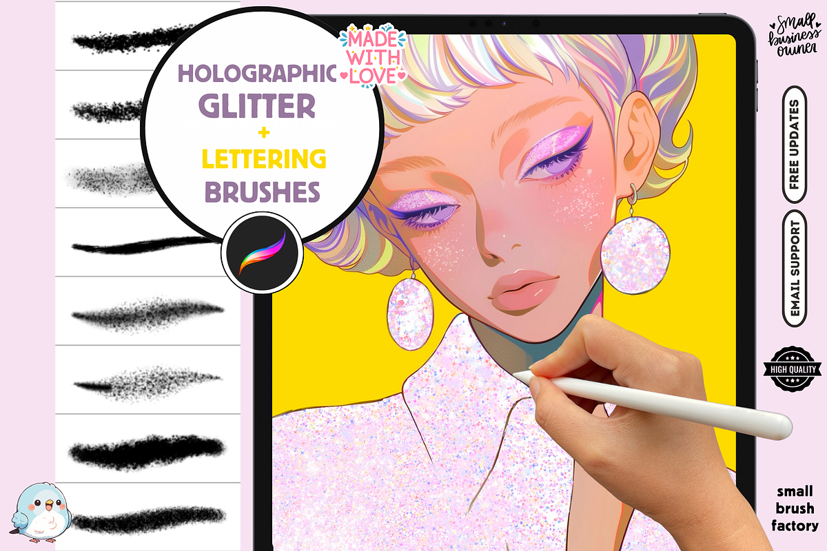 Holographic Glitter Lettering Brush, a Brush Add-On by Cozy Brushery (Photo 1 of 6)