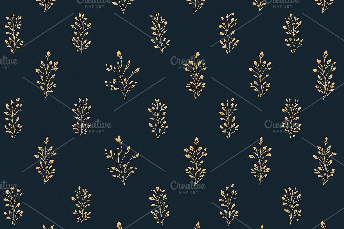 Seamless pattern, golden botanical branches creating elegant sea, a Pattern Graphic by Studio ANNA