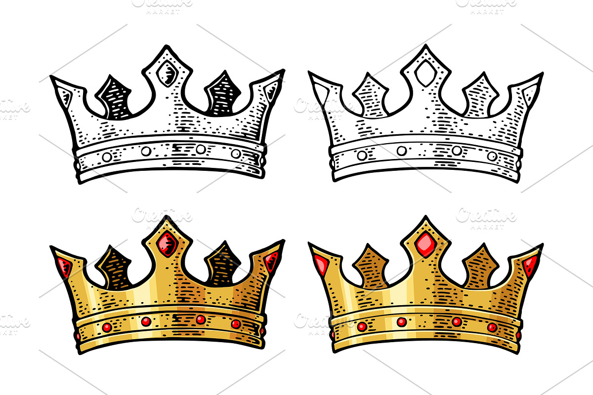 King crown black color engraving, an Object Illustration by MoreVector (Photo 1 of 3)