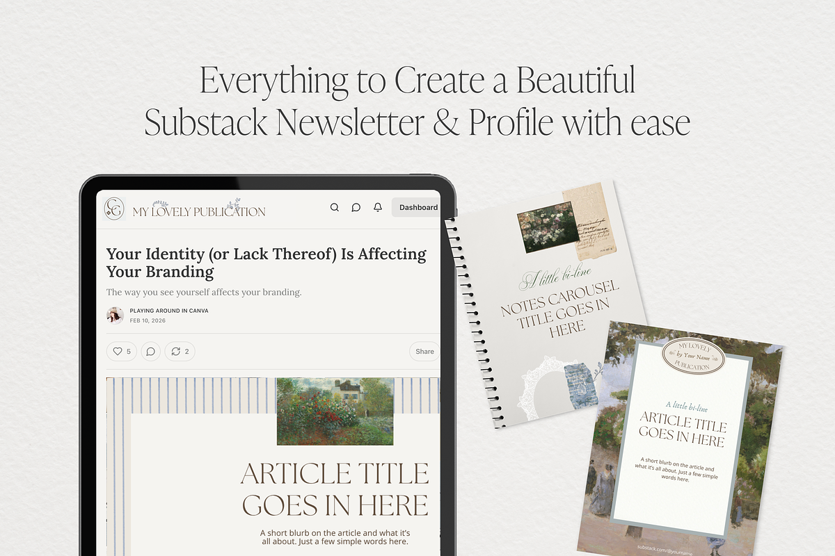 Cottage Core Substack Canva Branding, a Branding & Logo Template by Tabitha Emma (Photo 6 of 9)