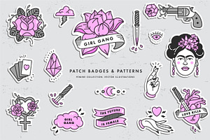 Girl PWR. Badges And Patterns