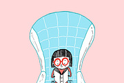 Little girl reading Collection, an Animal Illustration by Irene Loal (Thumbnail 6 of 7)