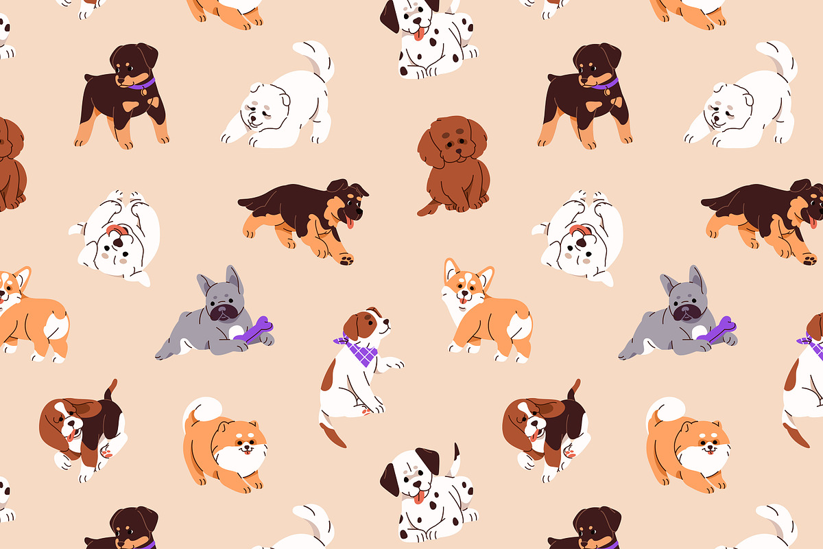 Cute puppies, funny baby dogs set, an Animal Illustration by PaperTrident (Photo 4 of 5)