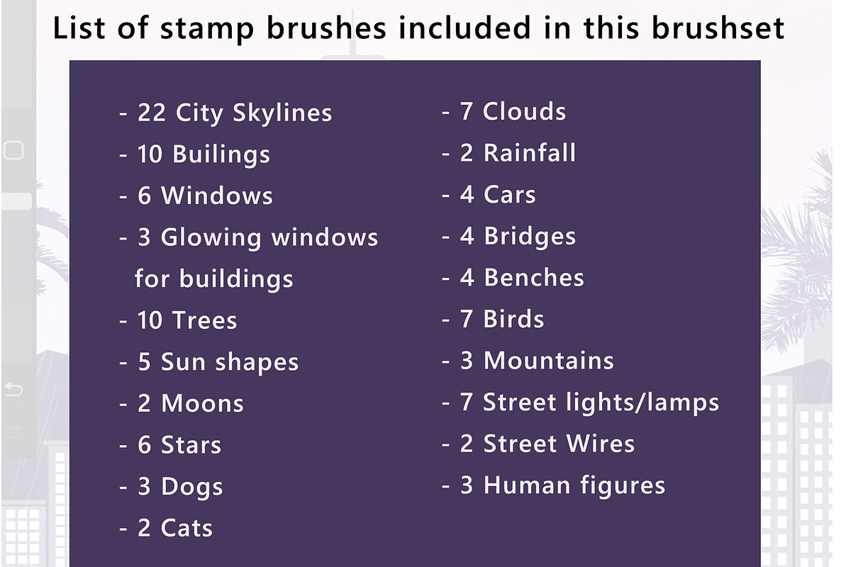 Cityscape Stamp Brushes Procreate, a Brush Add-On by aivos (Photo 7 of 9)