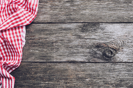 Kitchen plaid textile on old wood, an Abstract Photo by The baking man