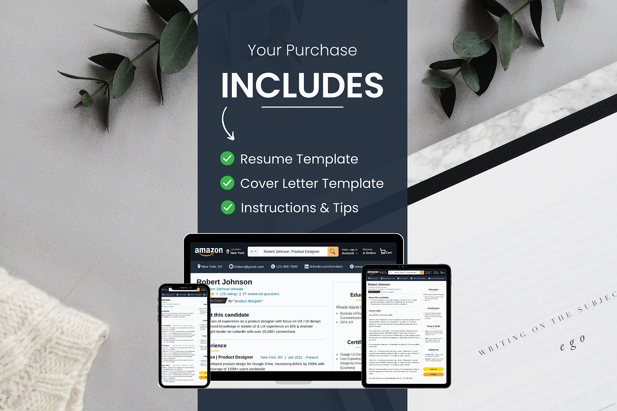 AMAZON Resume Template 2026 ATS CV, a Resume Template by ...