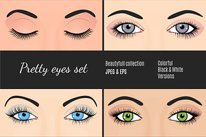 Realistic Eyes Vector Set
