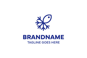 Snowflake Fish Simple Modern Logo, a Branding & Logo Template by Pray Art Design Studio