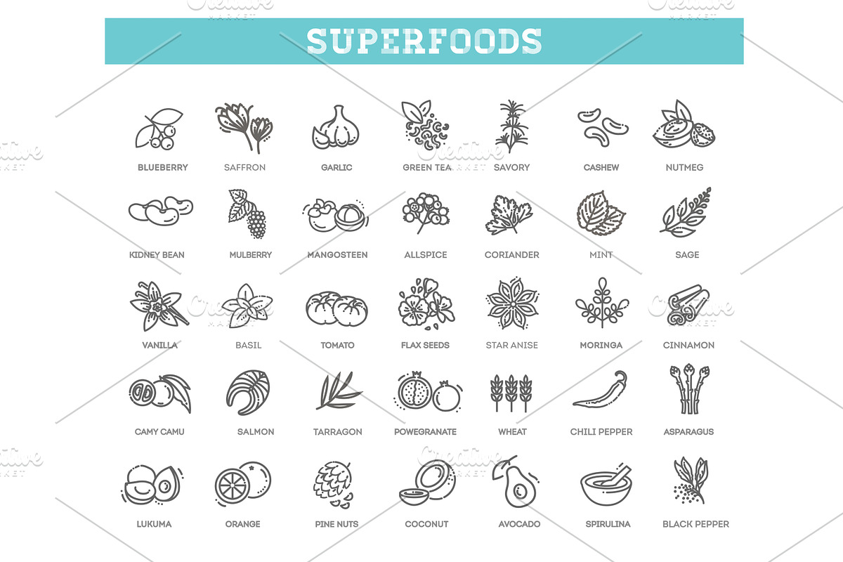 Antioxidant Food Icons, a Food Illustration by Tettygreen (Photo 1 of 3)