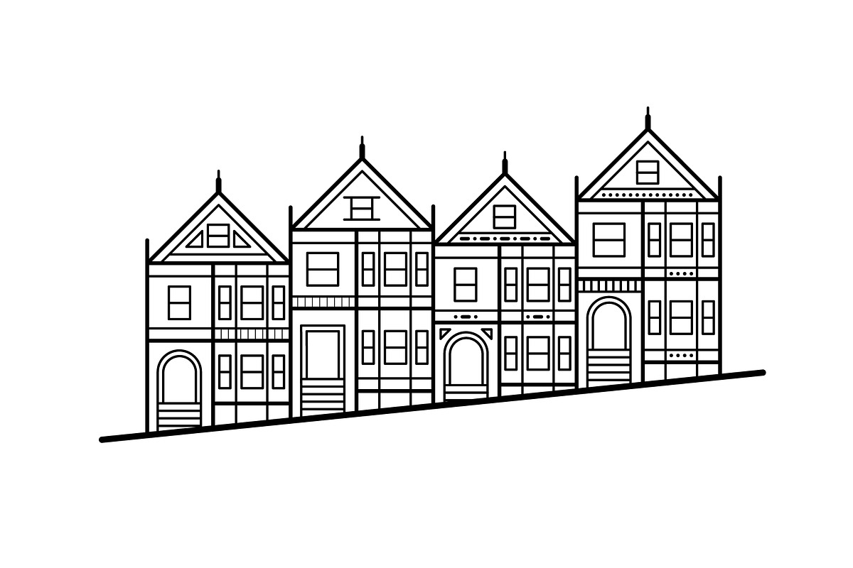 Painted Ladies houses San Fransisco, an Object Illustration by misign
