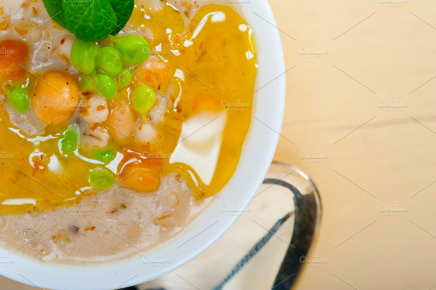 Hearty Middle Eastern Chickpea and Barley Soup, a Food & Drink Photo by keko64