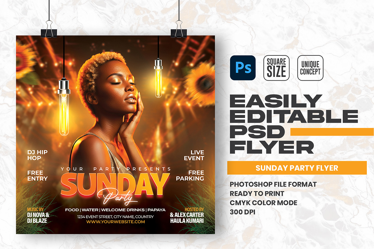 Sunday Party Flyer Design Template, a Flyer Template by Shajib Shikder (Photo 1 of 2)