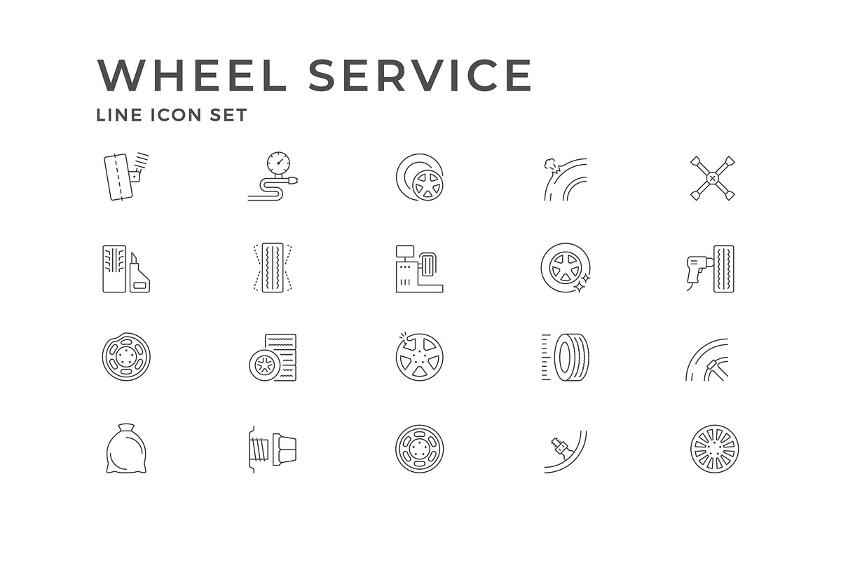 Set line icons of car wheel service, an Object Graphic by motorama (Photo 3 of 3)