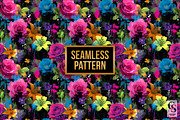 Graffiti Neon Flowers Digital Paper, a Pattern Graphic by Creative Store (Thumbnail 4 of 5)