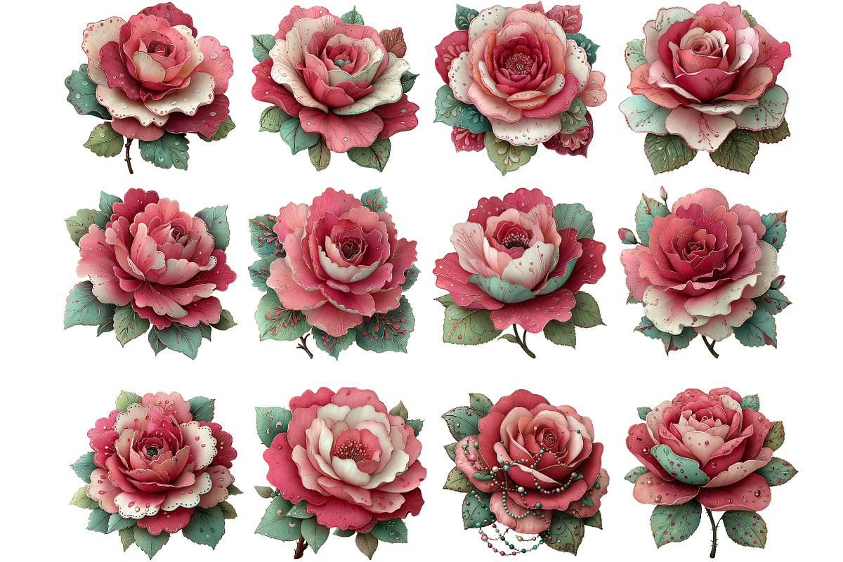 Colorful Rose in Mardi Gras Clipart, an Illustration by DreamArtGraphic (Photo 4 of 4)