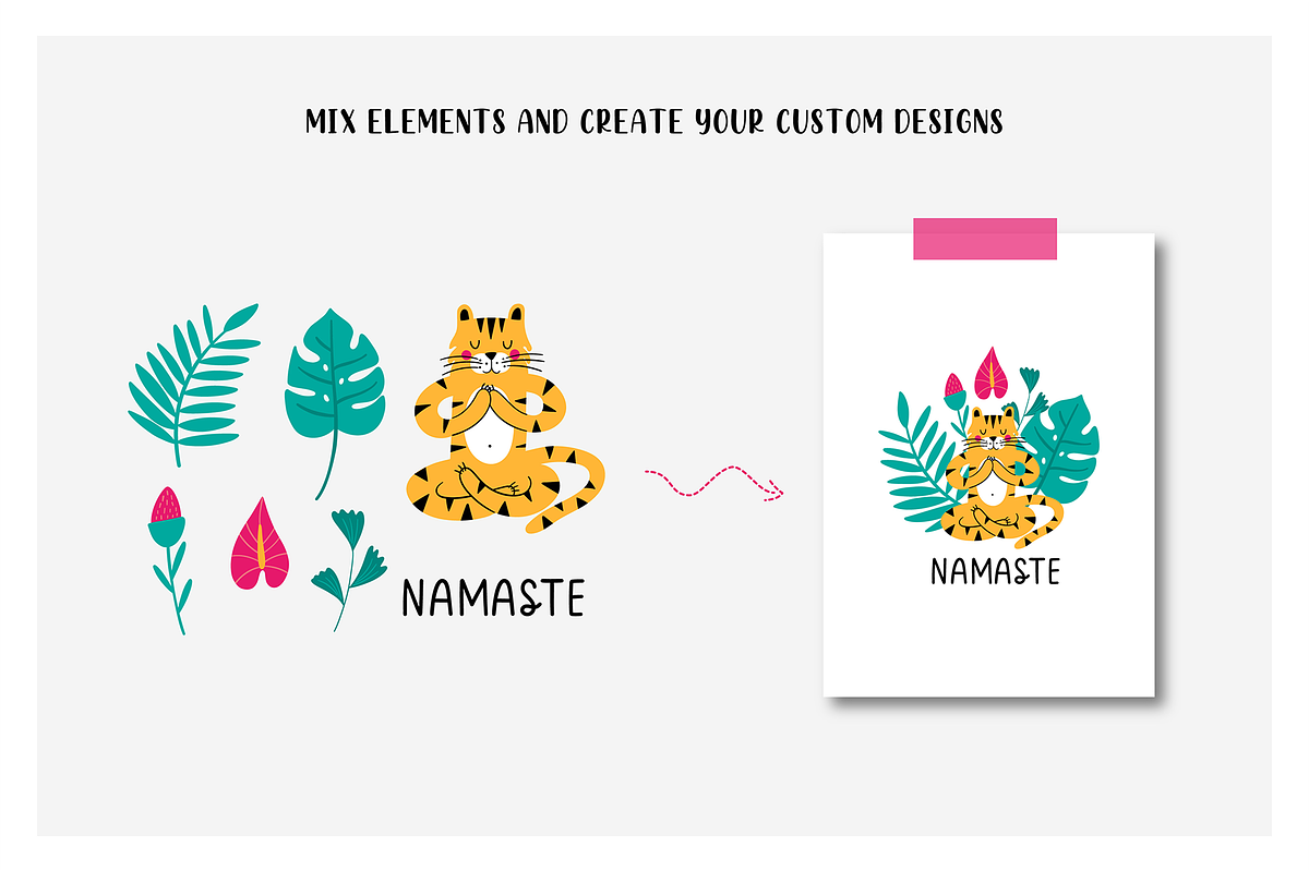 Tiger Yoga - Clipart and Patterns, an Animal Illustration by Nova Studio (Photo 10 of 17)