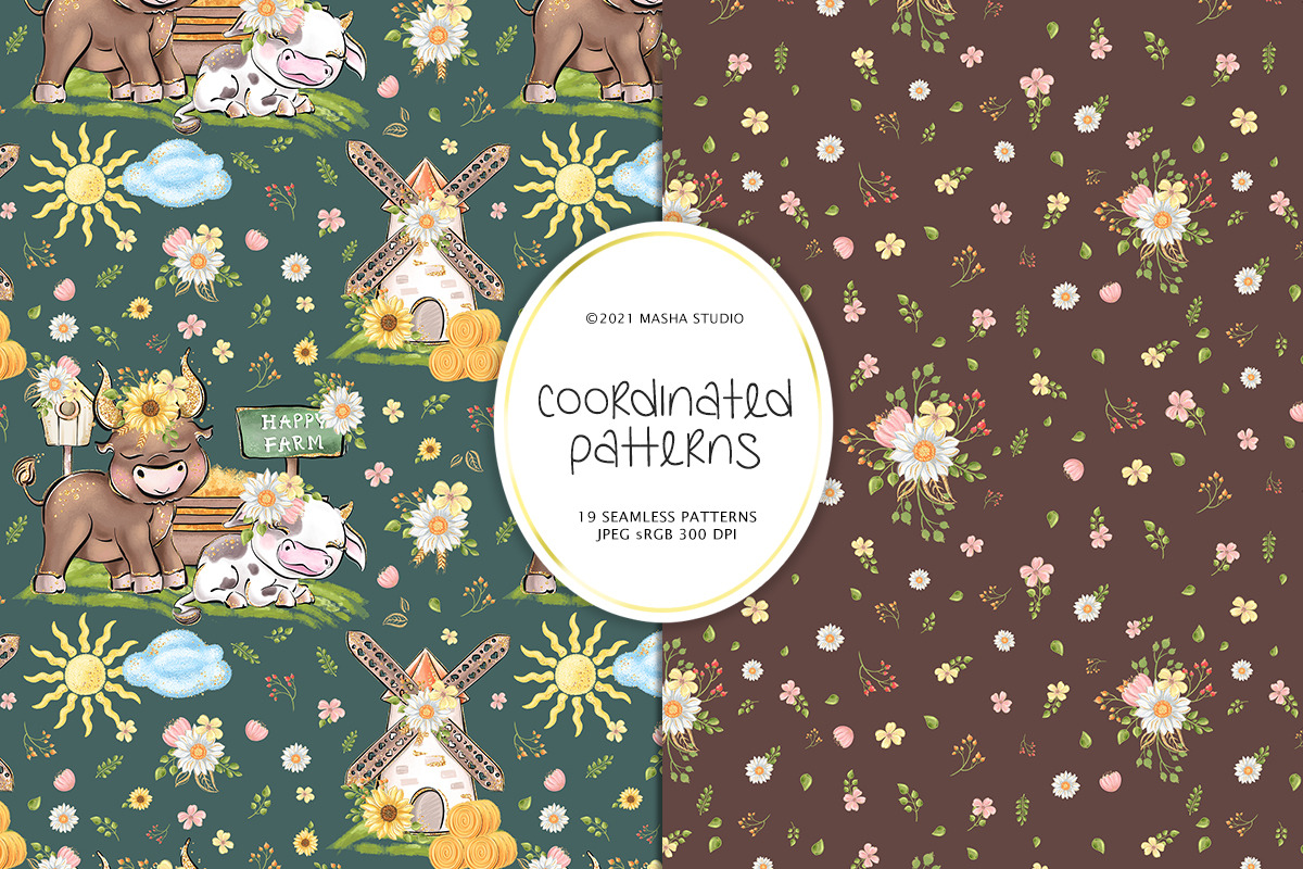 Farm Animals Digital Papers, a Pattern Graphic by Masha  Studio (Photo 5 of 11)