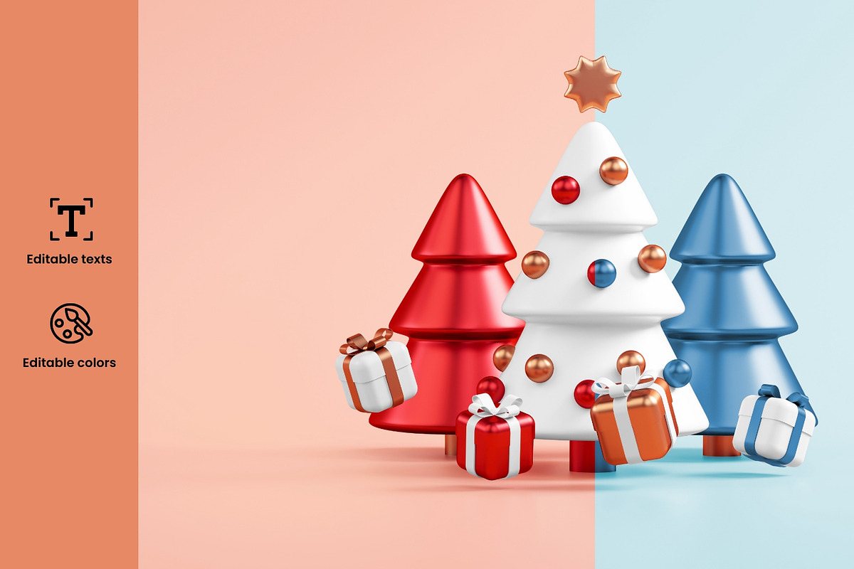Christmas Banner 3D Illustration, a Seasonal Illustration by TandemStock (Photo 2 of 4)