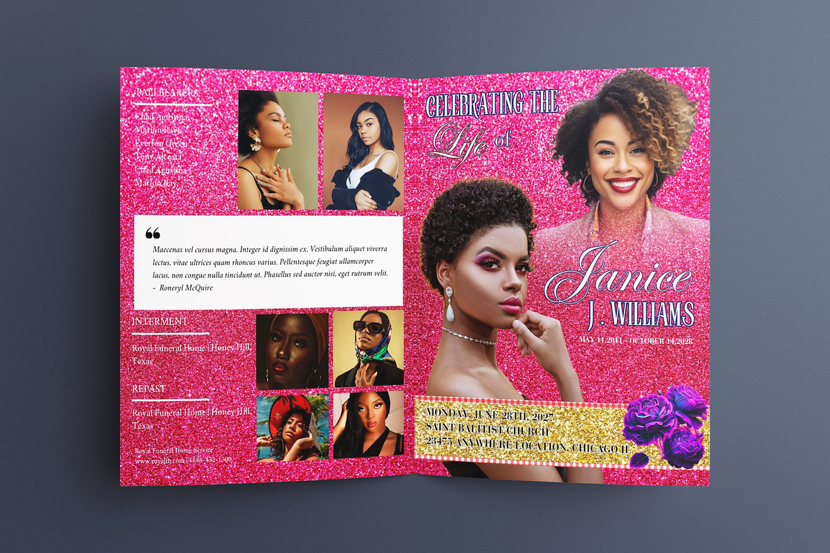 pink funeral program template, a Templates & Theme by craftsmaker ...