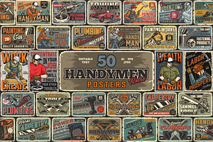 50 Handymen Retro posters, a Brochure Template by DGIM studio