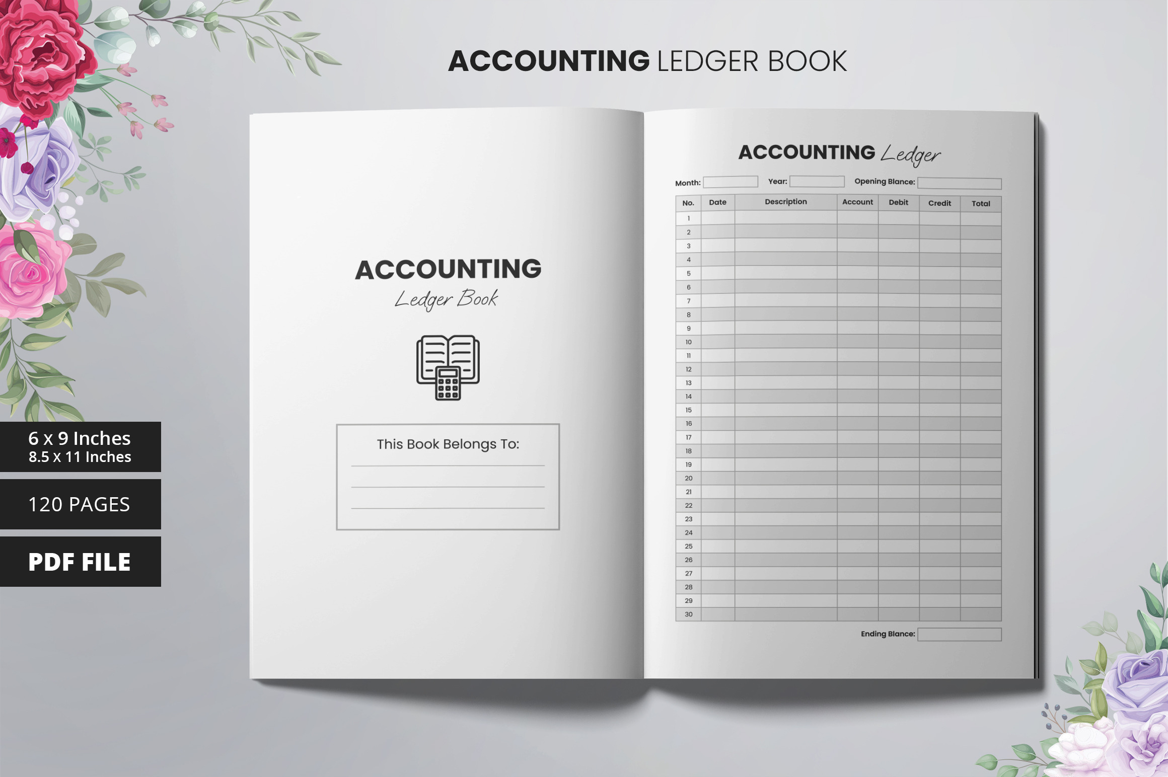 Accounting Ledger | KDP Interior, a Print Template by Glassymart