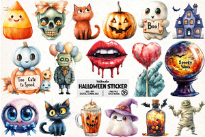 Halloween Sticker Png Bundle, an Illustration by Pixels.Craft