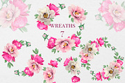 Watercolor Pink Peonies Clipart, an Object Graphic by DiashaArt (Thumbnail 6 of 10)