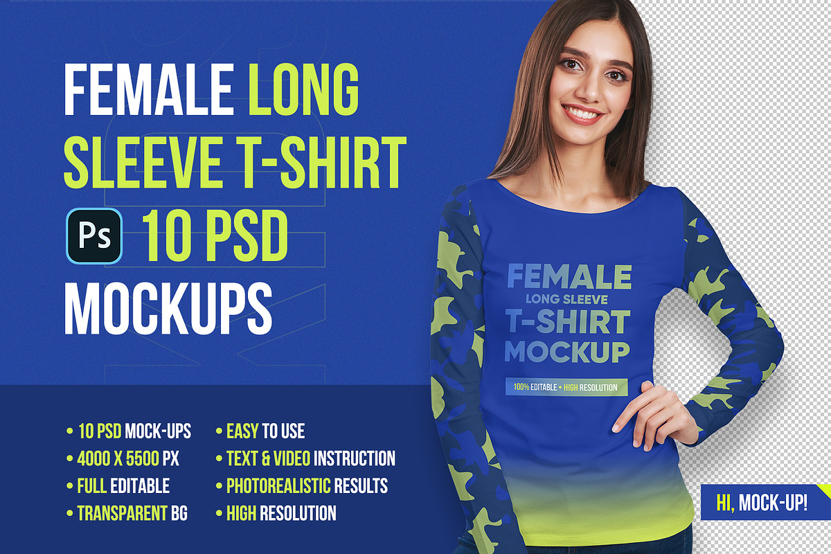 Female Long Sleeve T-Shirt Mockups, a Shirt Mockup by Hi, Mock-Up! (Photo 1 of 9)