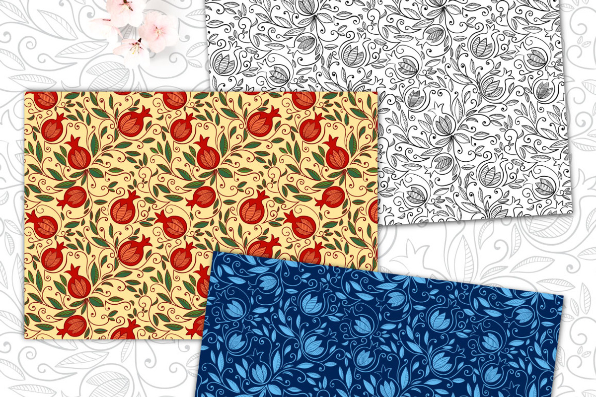Pomegranate - Seamless Patterns, a Pattern Graphic by Elinorka (Photo 3 of 4)